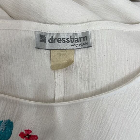 Dress Barn Dress Woman Sz 3X Scoop Neck Sleeveless White Floral Embroidered Maxi - Picture 7 of 8